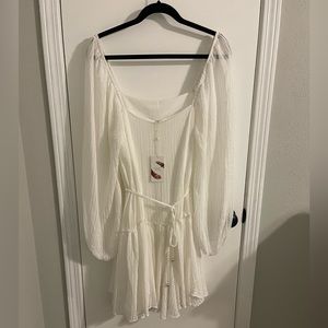 C&V Chelsea & Violet Long Sleeve Blouson Godet Mini Dress